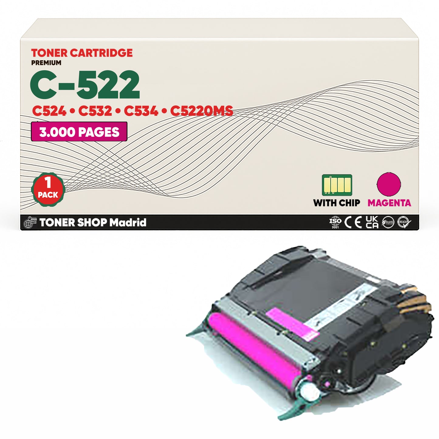 BDink Cartuchos Tóner Compatibles Lexmark C522 CMYK (Pack 4)