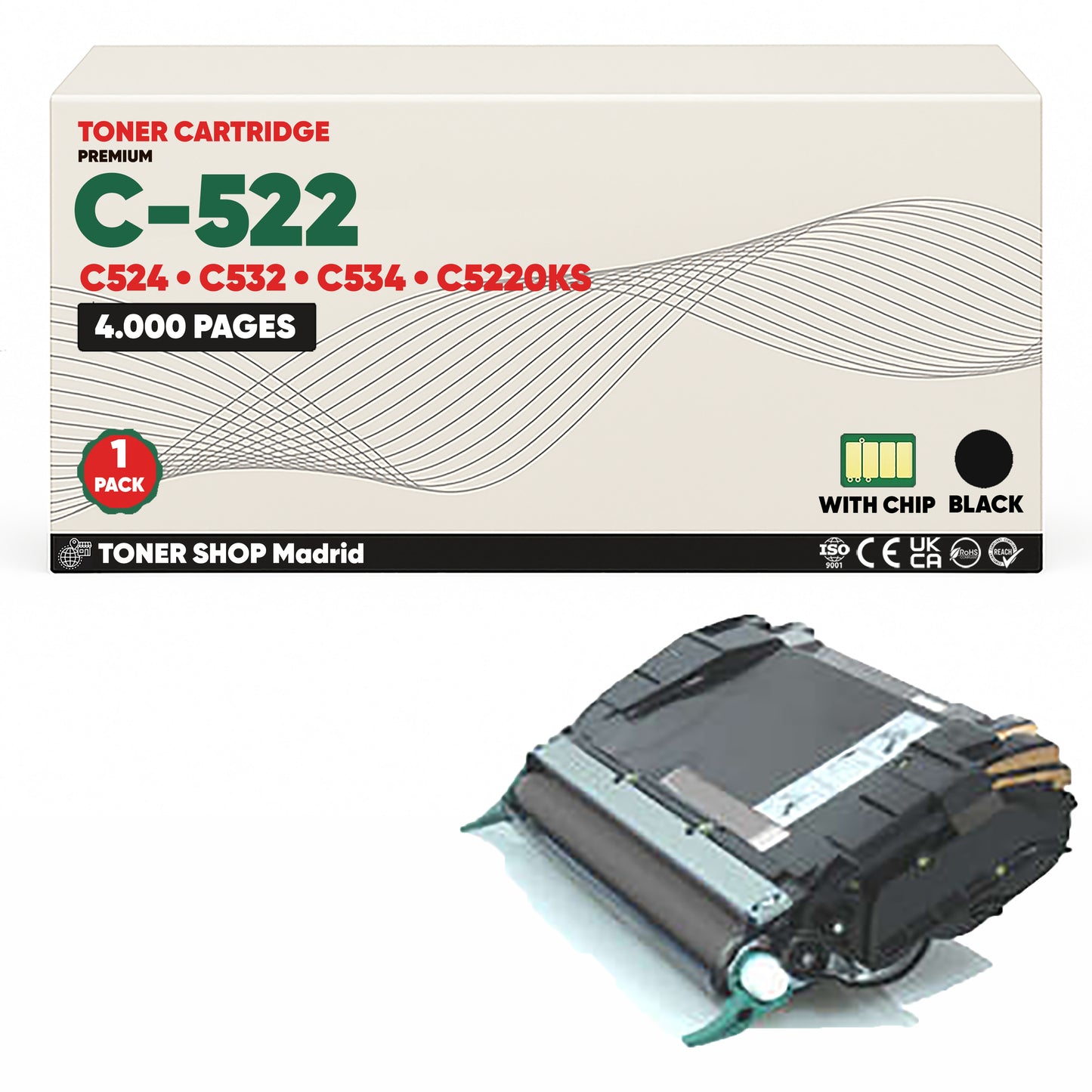 BDink Cartuchos Tóner Compatibles Lexmark C522 CMYK (Pack 4)