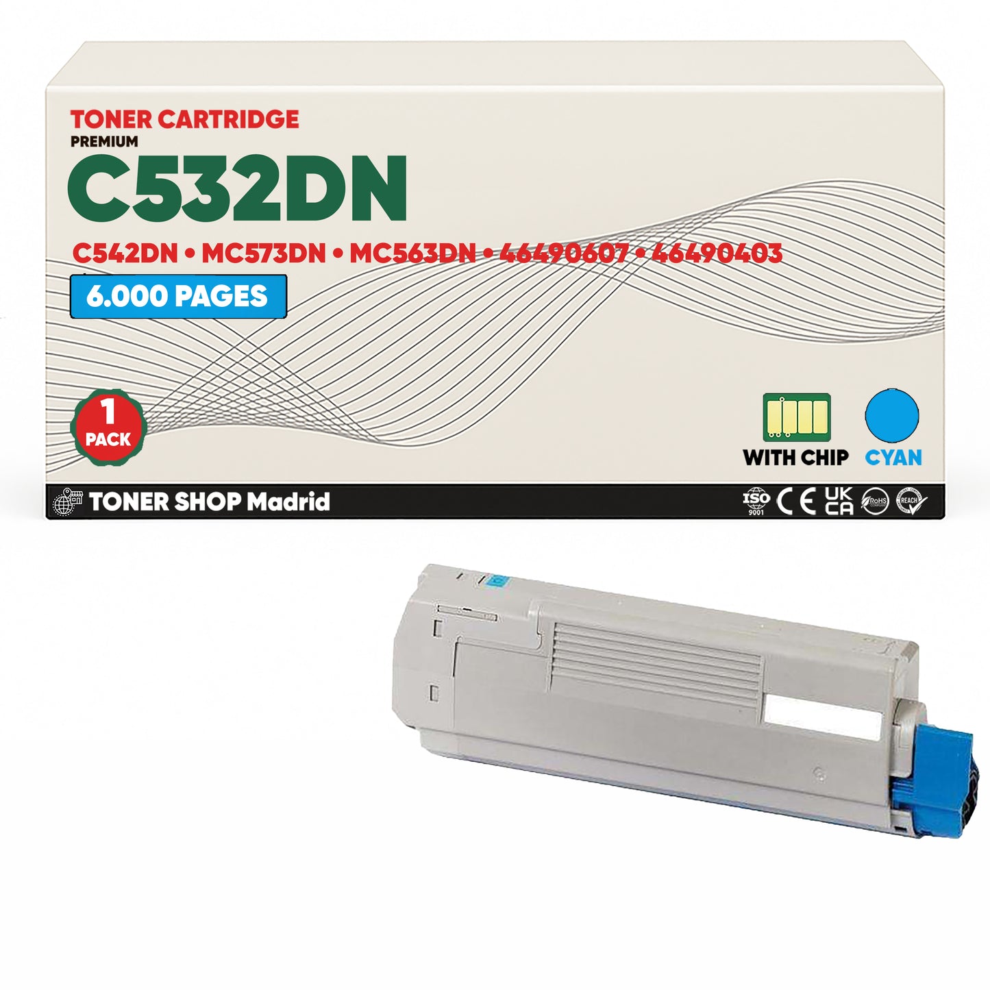 BDink Cartuchos Tóner Compatibles OKI C532DN/C542DN/MC563DN/MC573DN CMYK (Pack 4)