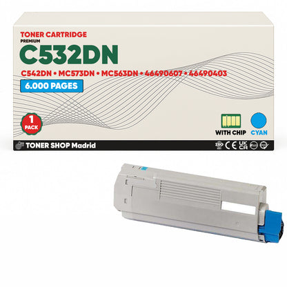 BDink Cartuchos Tóner Compatibles OKI C532DN/C542DN/MC563DN/MC573DN CMYK (Pack 4)