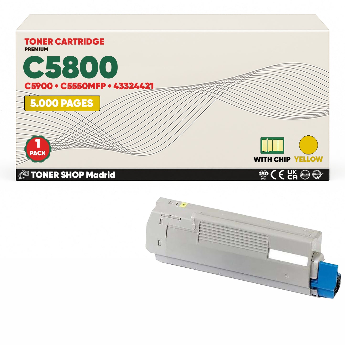 BDink Cartuchos Tóner Compatibles OKI C5800/C5900/C5550 CMYK (Pack 4)