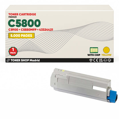 BDink Cartuchos Tóner Compatibles OKI C5800/C5900/C5550 CMYK (Pack 4)