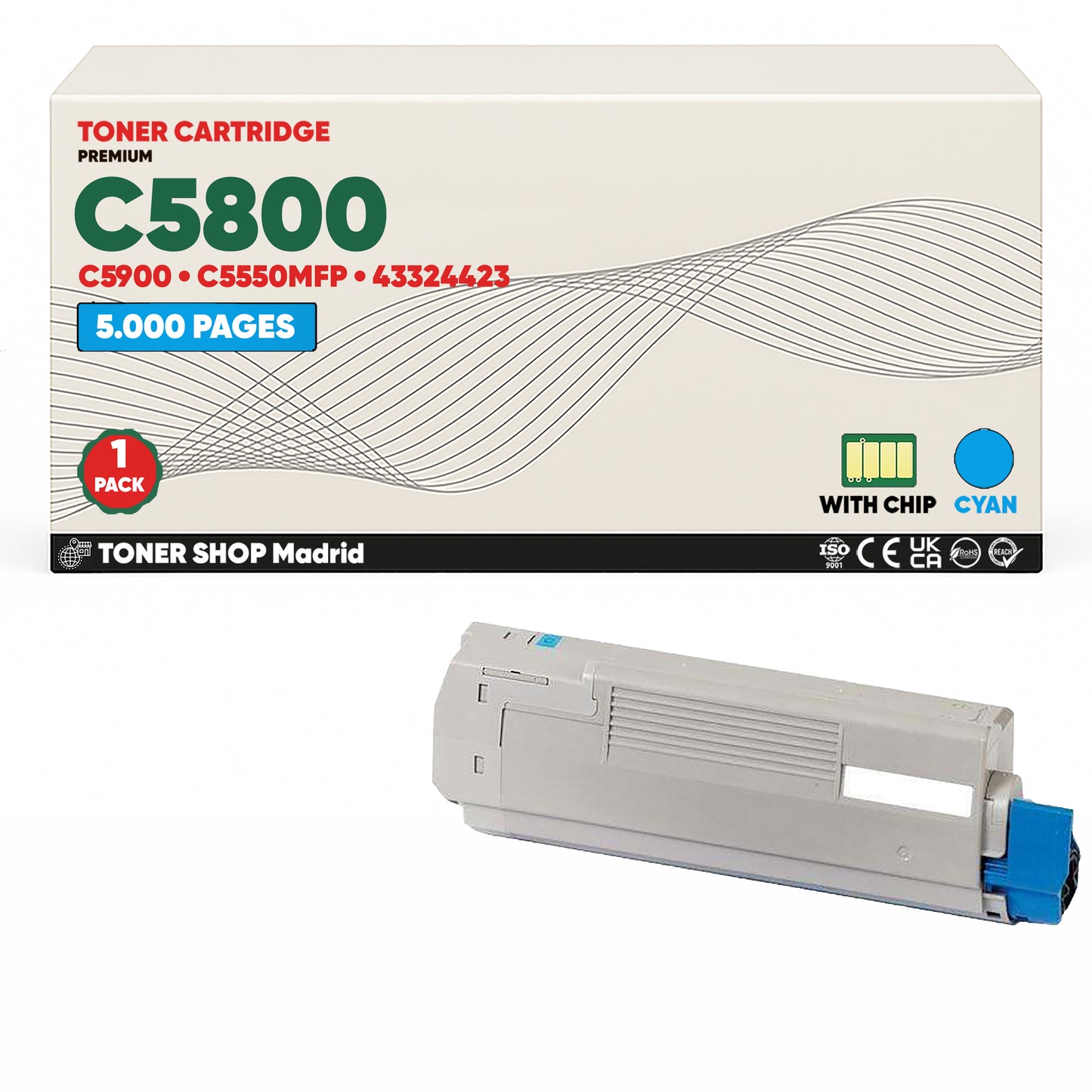 BDink Cartuchos Tóner Compatibles OKI C5800/C5900/C5550 CMYK (Pack 4)