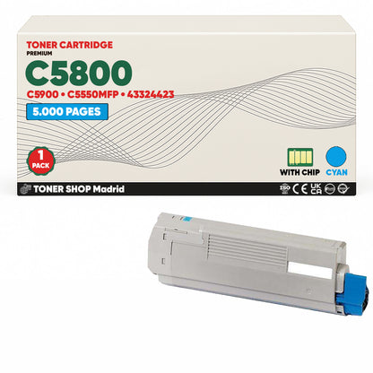 BDink Cartuchos Tóner Compatibles OKI C5800/C5900/C5550 CMYK (Pack 4)
