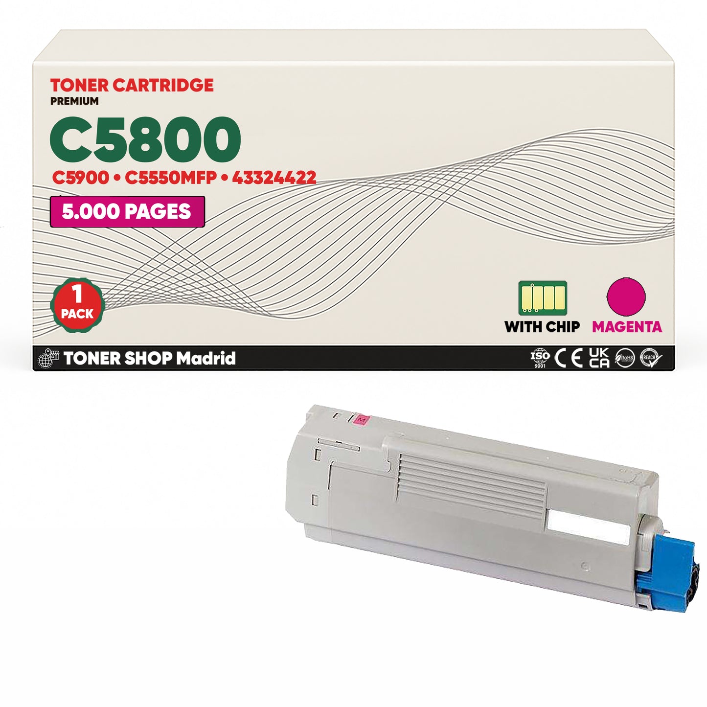 BDink Cartuchos Tóner Compatibles OKI C5800/C5900/C5550 CMYK (Pack 4)