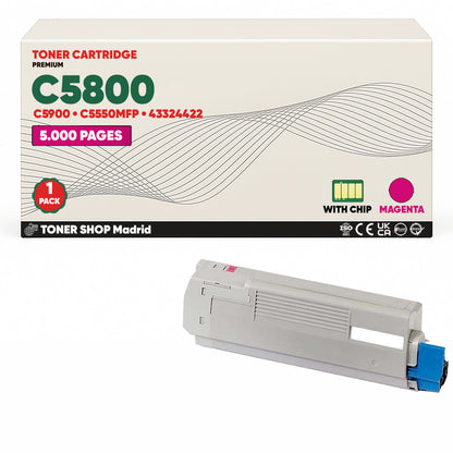 BDink Cartuchos Tóner Compatibles OKI C5800/C5900/C5550 CMYK (Pack 4)