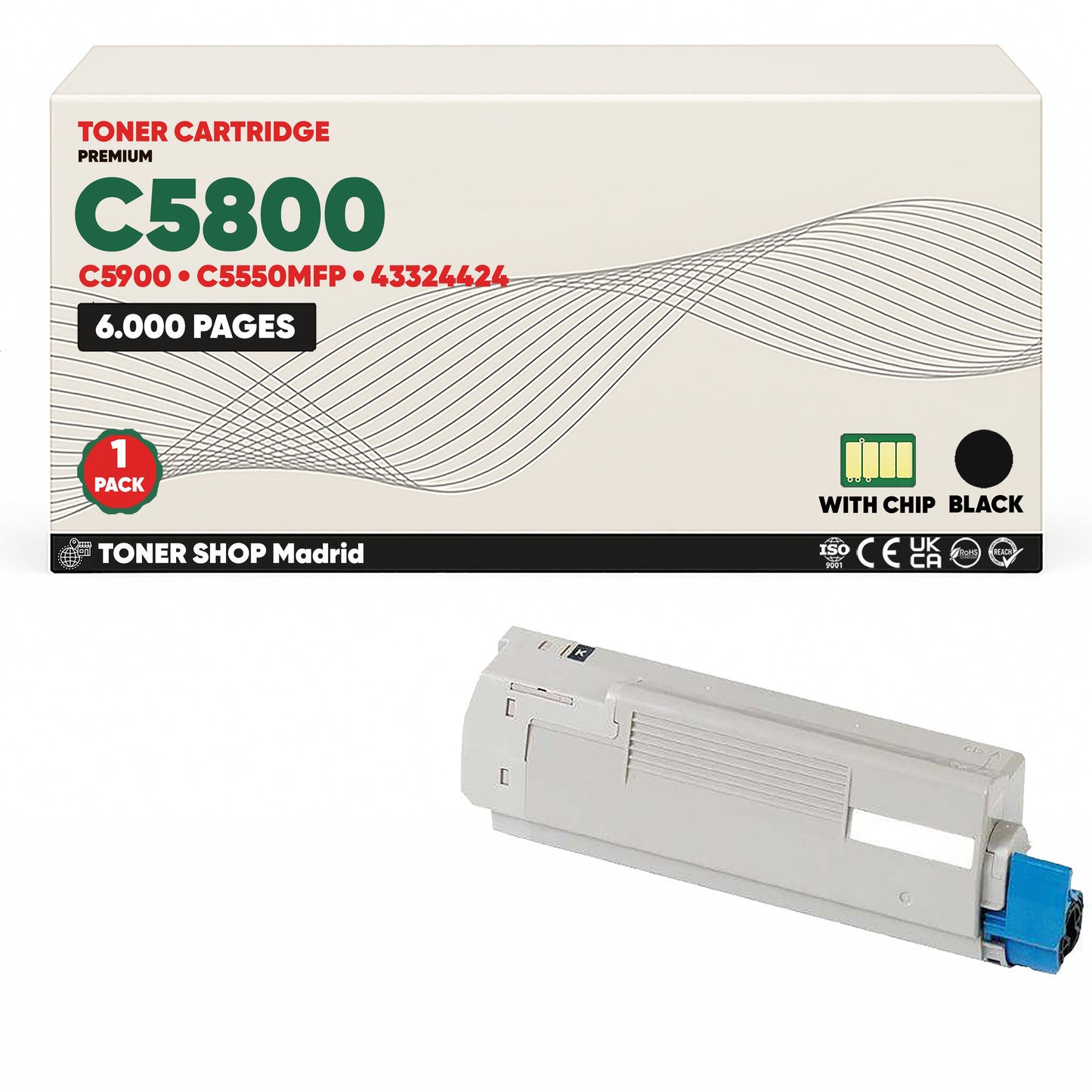 BDink Cartuchos Tóner Compatibles OKI C5800/C5900/C5550 CMYK (Pack 4)