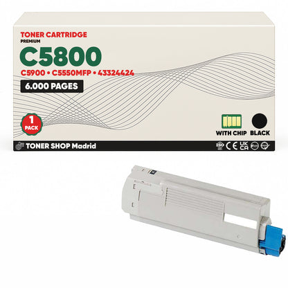 BDink Cartuchos Tóner Compatibles OKI C5800/C5900/C5550 CMYK (Pack 4)