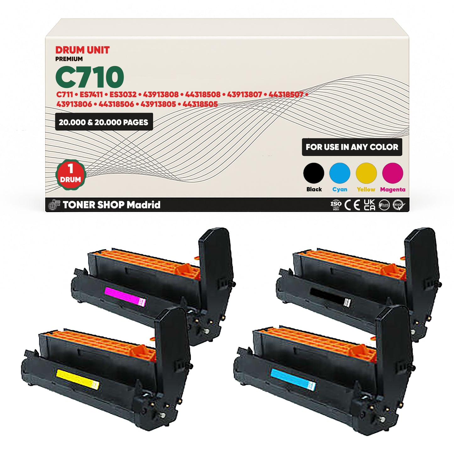 BDink Cartuchos Tambor Compatibles OKI C710/711/ES7411 (Pack 4 CMYK) - Drum