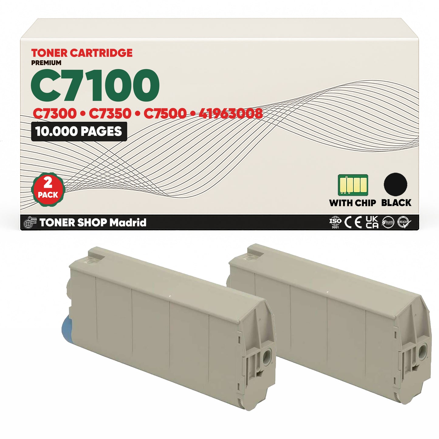 BDink Cartucho Tóner Compatible OKI C7100/C7300/C7350/C7500 Negro