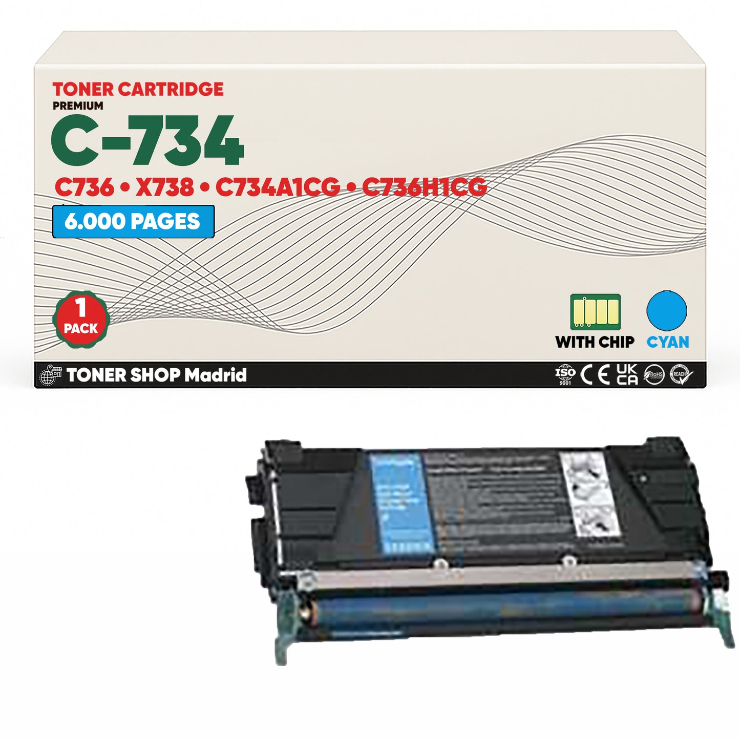 BDink Cartuchos Tóner Compatibles Lexmark C734 CMYK (Pack 4)