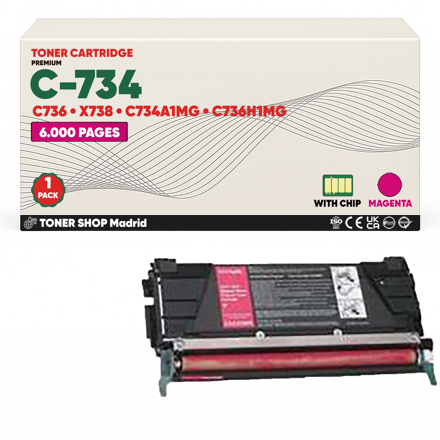 BDink Cartuchos Tóner Compatibles Lexmark C734 CMYK (Pack 4)