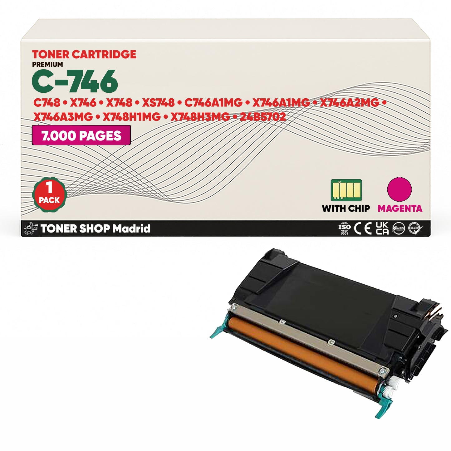 BDink Tóner Compatible Lexmark C746 (Pack 2 CM) C746A1CG C746A1MG C746A1YG