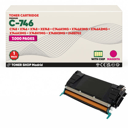 BDink Tóner Compatible Lexmark C746 (Pack 2 CM) C746A1CG C746A1MG C746A1YG