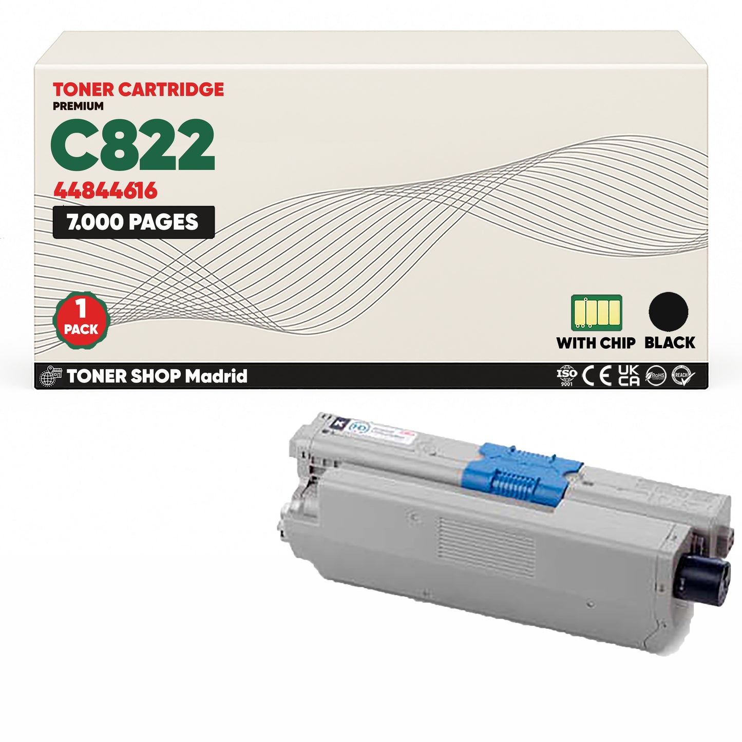 BDink Cartuchos Tóner Compatibles OKI C822 CMYK (Pack 4)