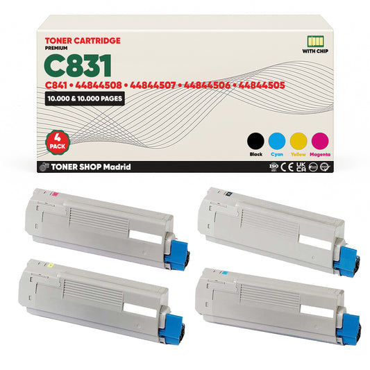 BDink Cartuchos Tóner Compatibles OKI C831/C841 CMYK (Pack 4)