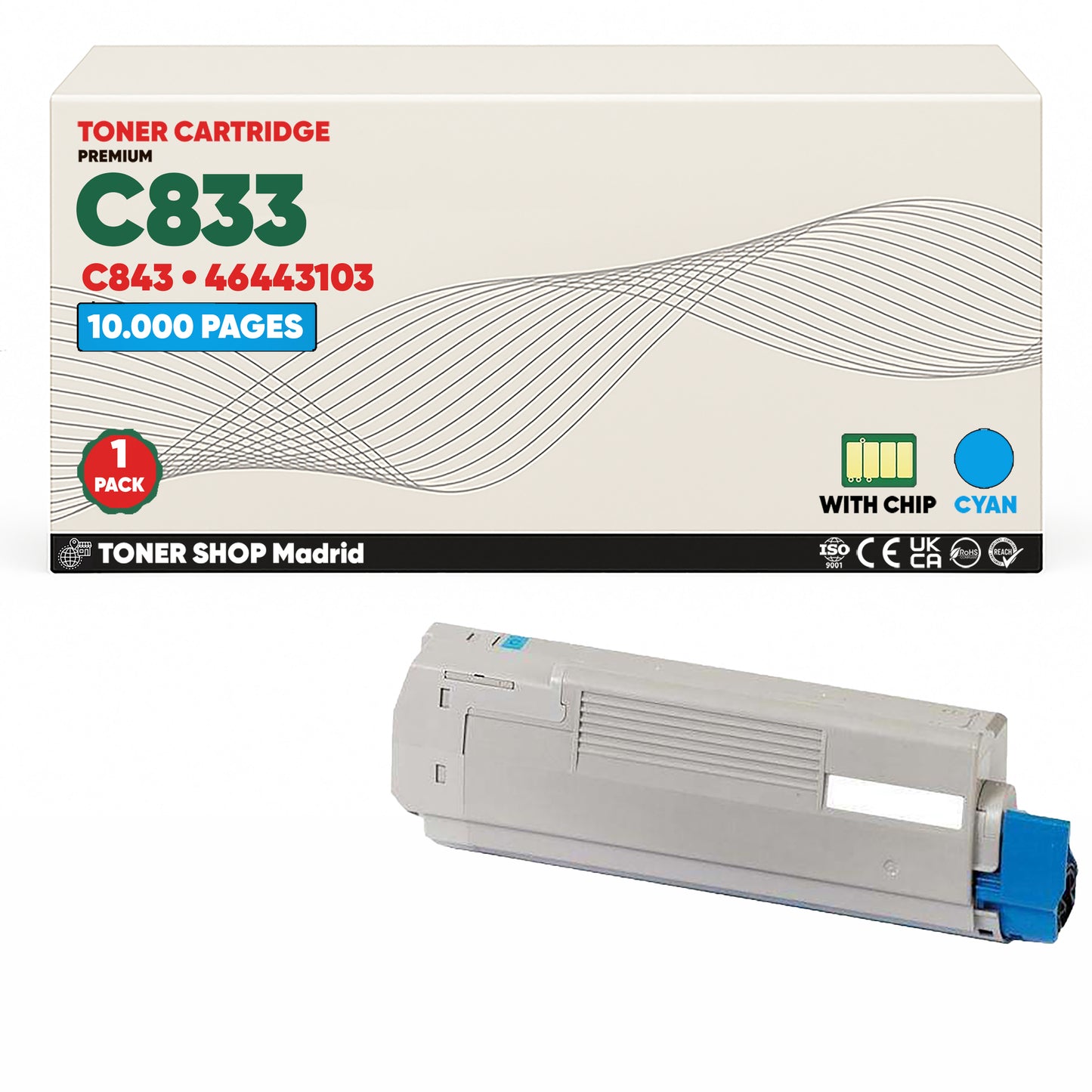 BDink Cartuchos Tóner Compatibles OKI C833/C843 CMYK (Pack 4)