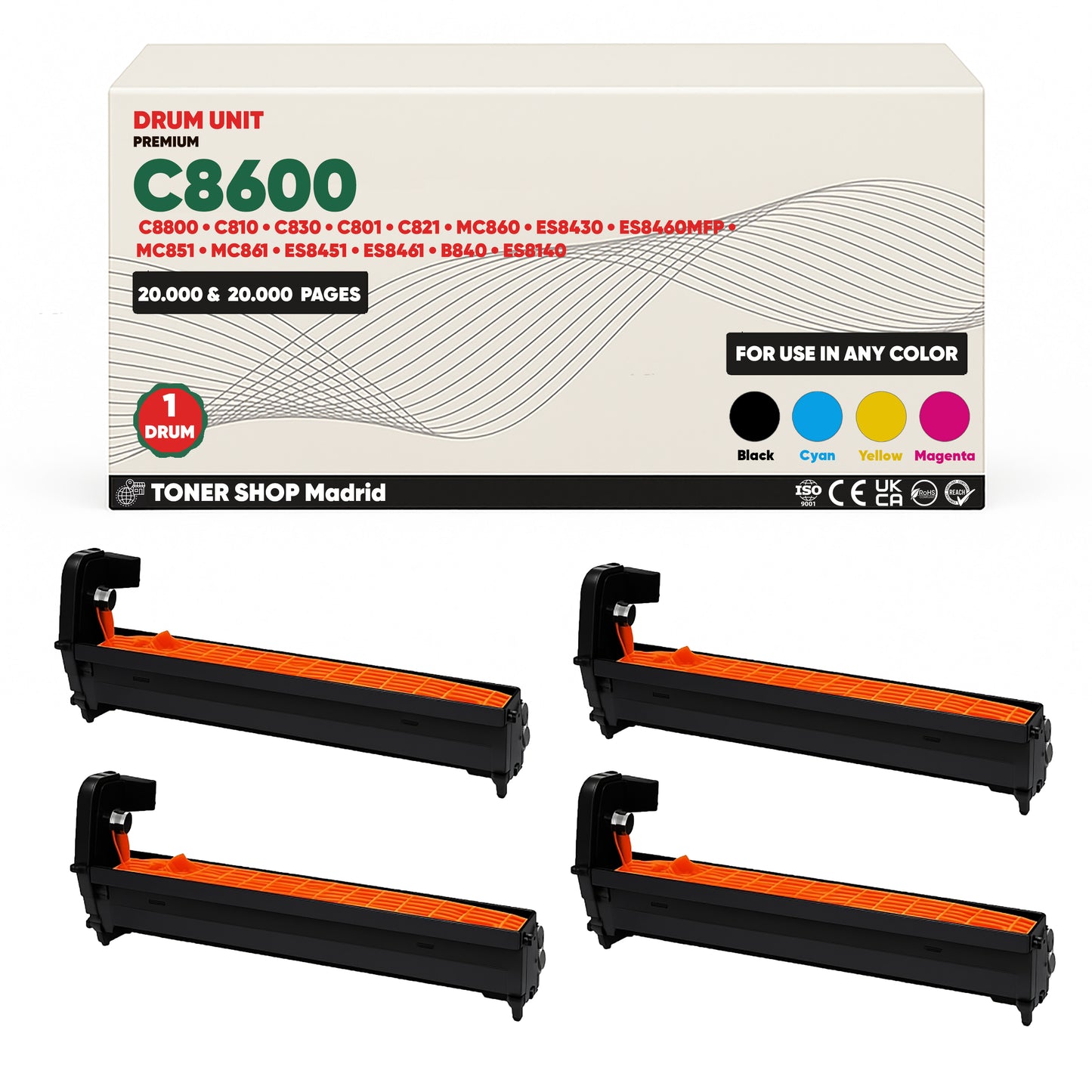 BDink Cartucho/s Tambor Compatible/s OKI C8600/C8800 CMYK (Pack 4) - Drum