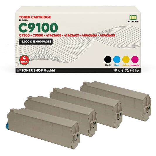 BDink Cartuchos Tóner Compatibles OKI C9100/C9300/C9500 CMYK (Pack 4)