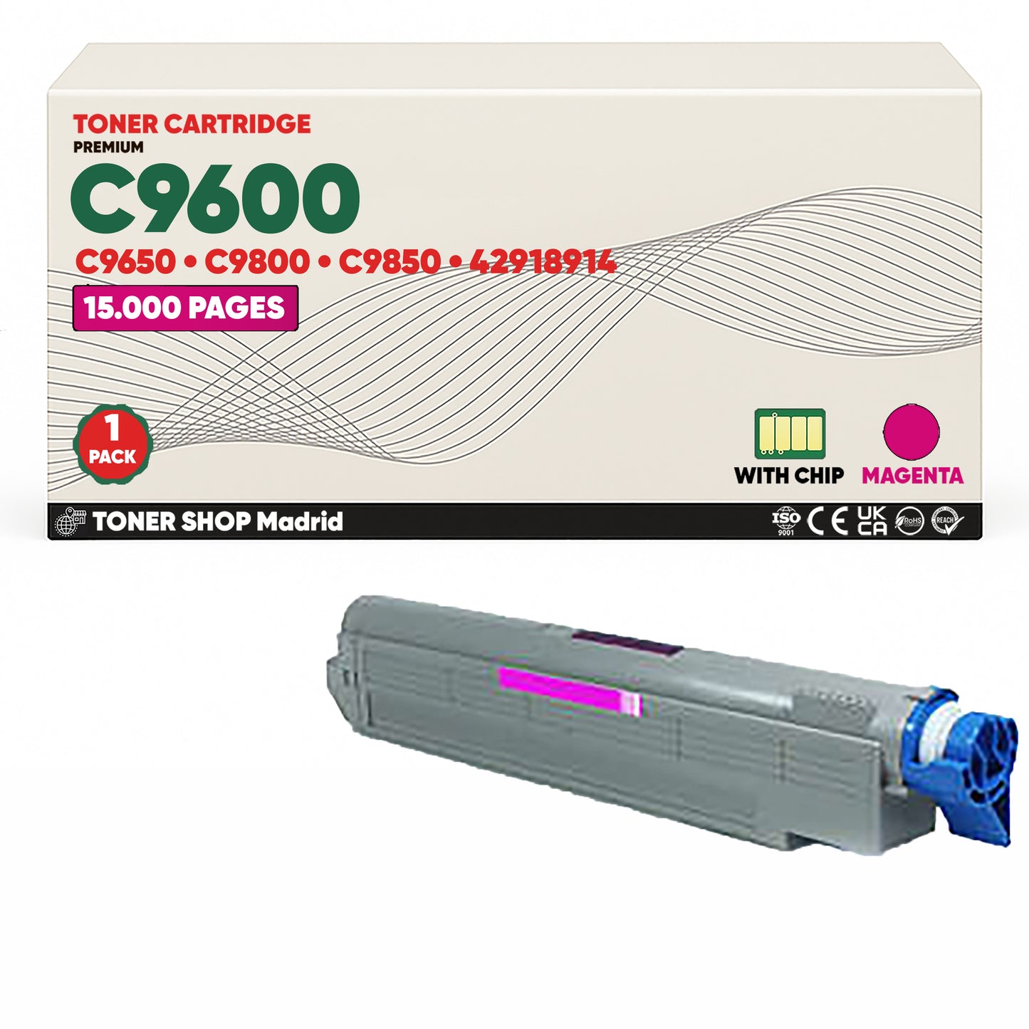 BDink Cartuchos Tóner Compatibles OKI C9600/C9650/C9800/C9850 CMYK (Pack 4)
