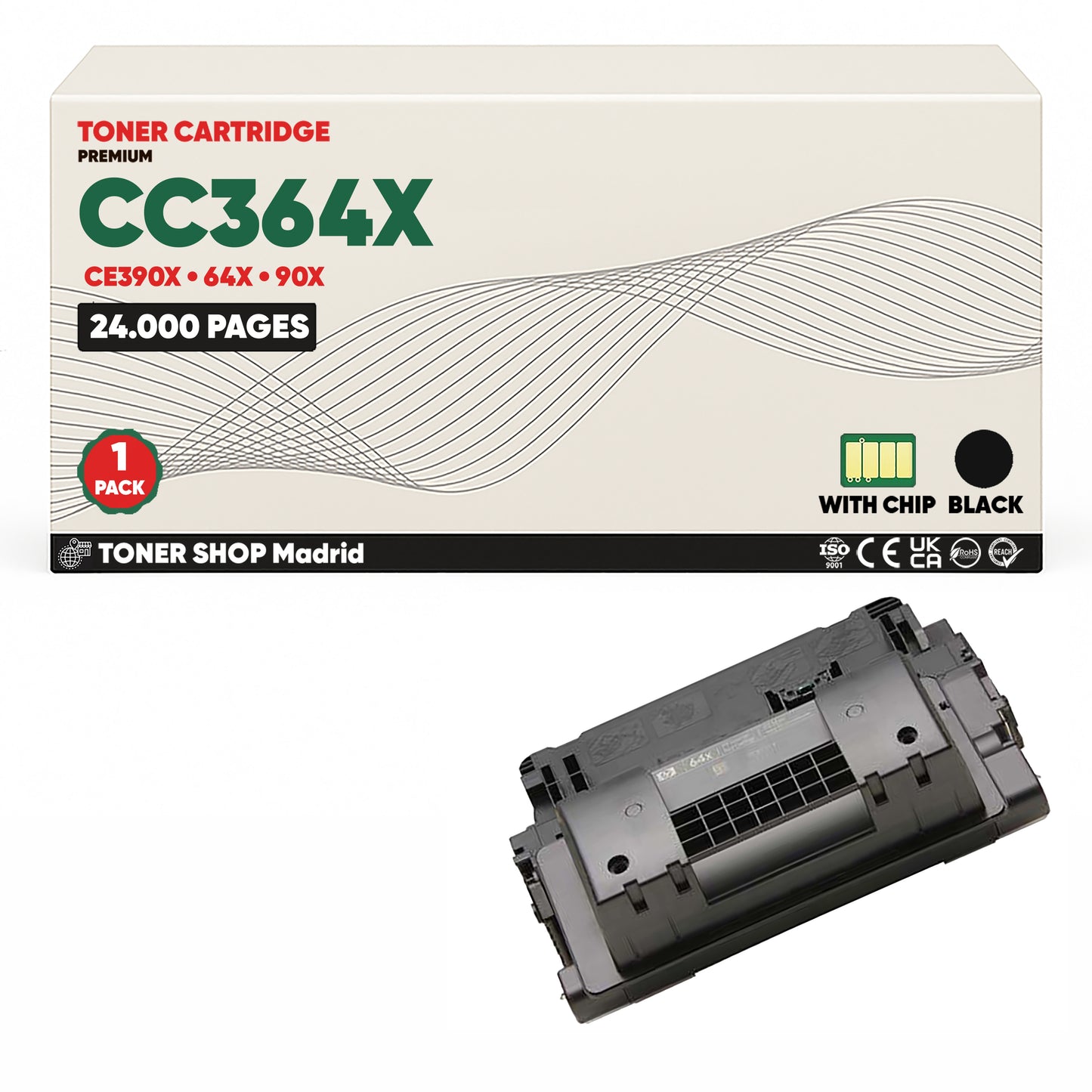 BDink Cartucho Tóner Compatible HP CC364X/CE390X Negro (Pack 1) - Reemplaza 64X/90X