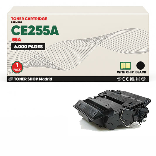 BDink Cartucho Tóner Compatible HP CE255A Negro (Pack 1) - Reemplaza 55A
