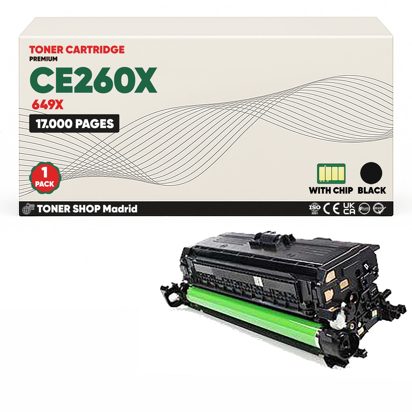 BDink Cartucho Tóner Compatible HP CE260X Negro (Pack 1) - Reemplaza 649X