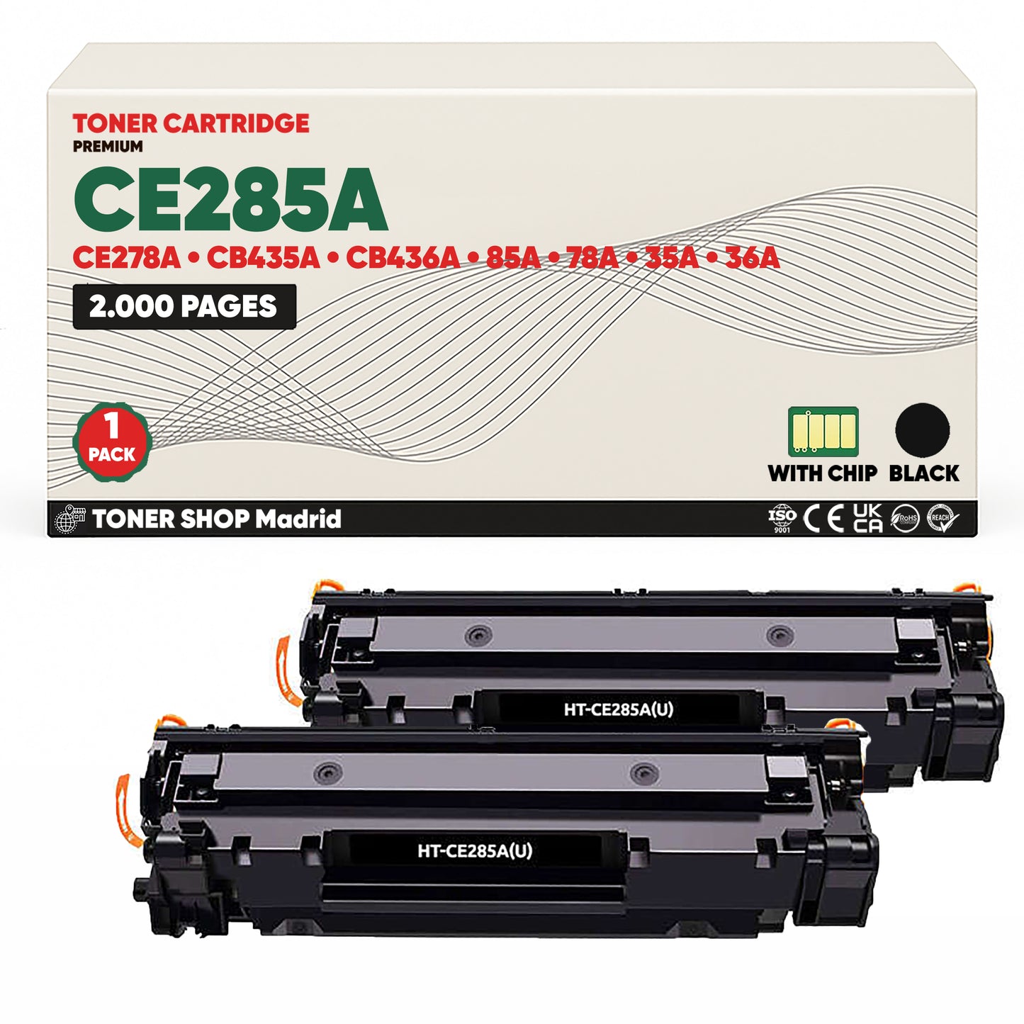 BDink Cartucho Tóner Compatible HP CE285A - 85A/78A/35A/36A Negro