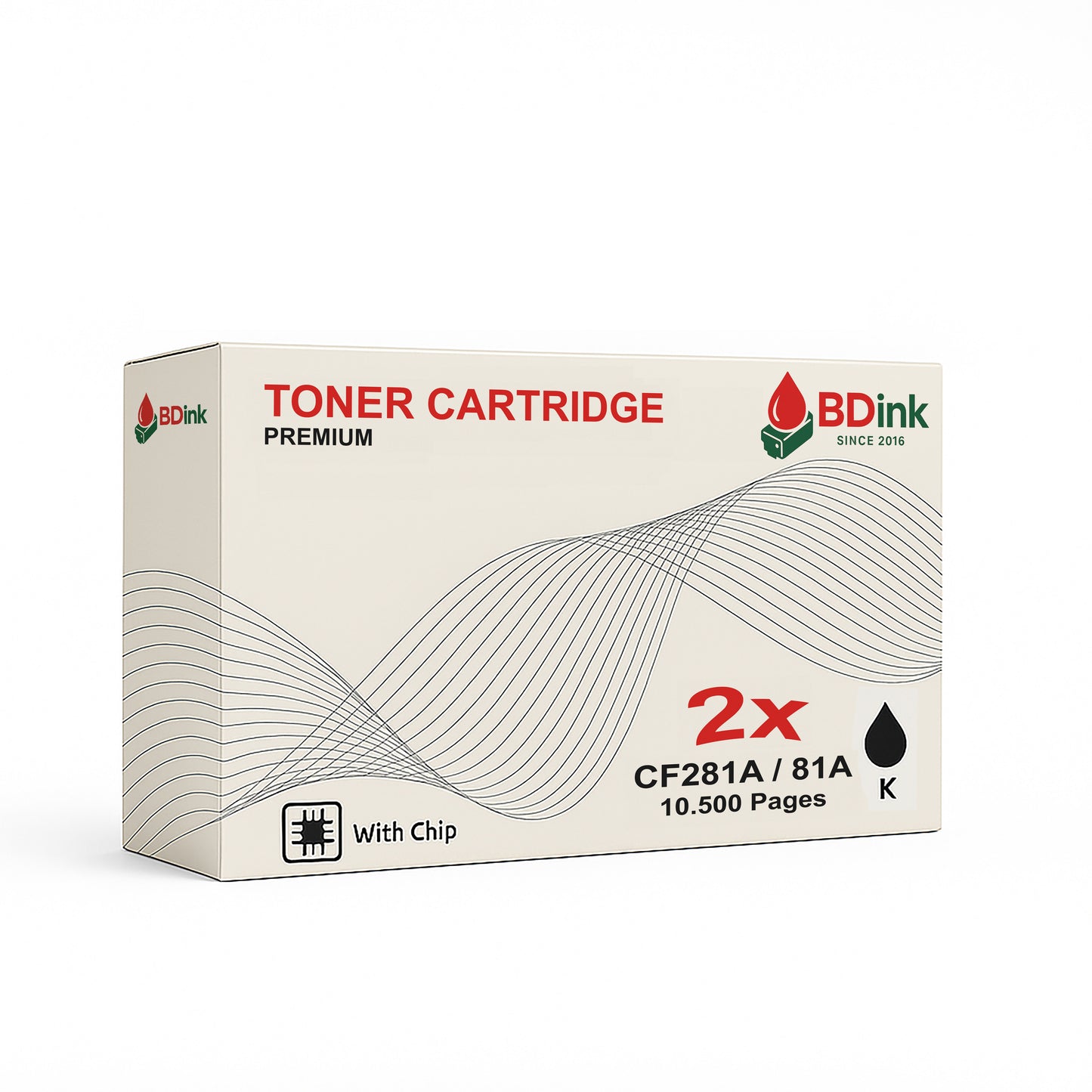 BDink Tóner Compatible HP CF281A 81A Negro con Chip Pack de 2 para M604dn M605dn M606dn MFP M630dn M630f | Rendimiento 10.500 páginas por unidad, impresión profesional y entrega rápida