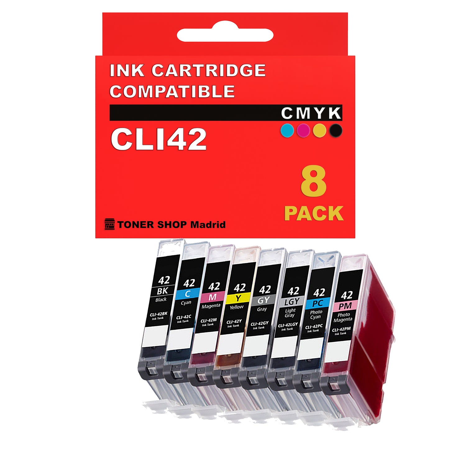 BDink Cartuchos Tinta Compatible con Canon CLI42 Serie Completa (8 Colores)