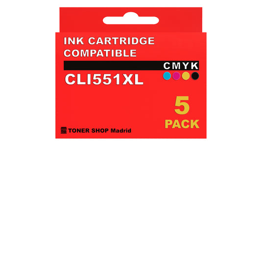 BDink Cartuchos Tinta Compatible con Canon CLI551XL (Pack 5)