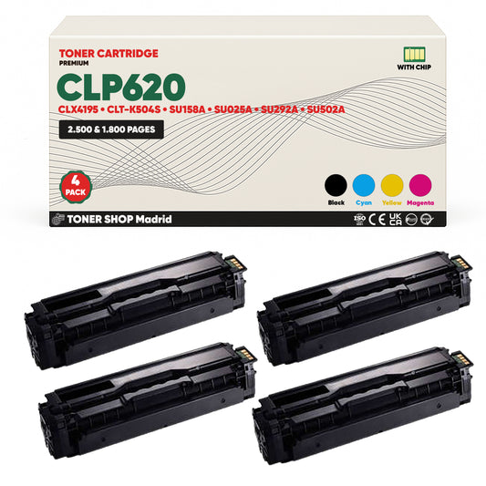 BDink Cartucho de Toner Compatible Samsung CLP620 (Pack 4) CMYK