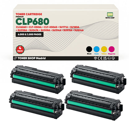 BDink Cartucho de Toner Compatible Samsung CLP680 (Pack 4) CMYK