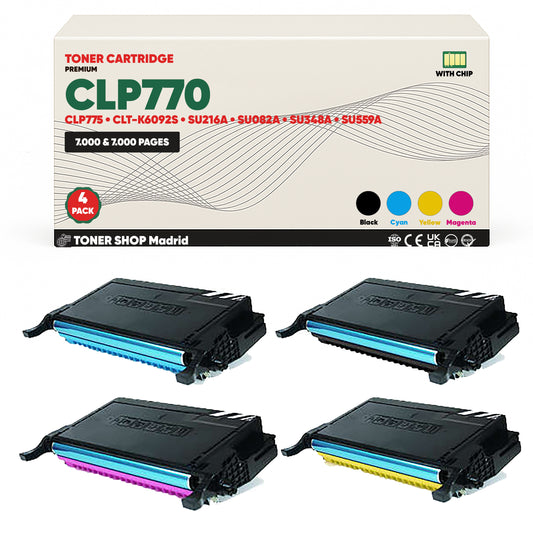 BDink Cartucho de Toner Compatible Samsung CLP770 (Pack 4) CMYK