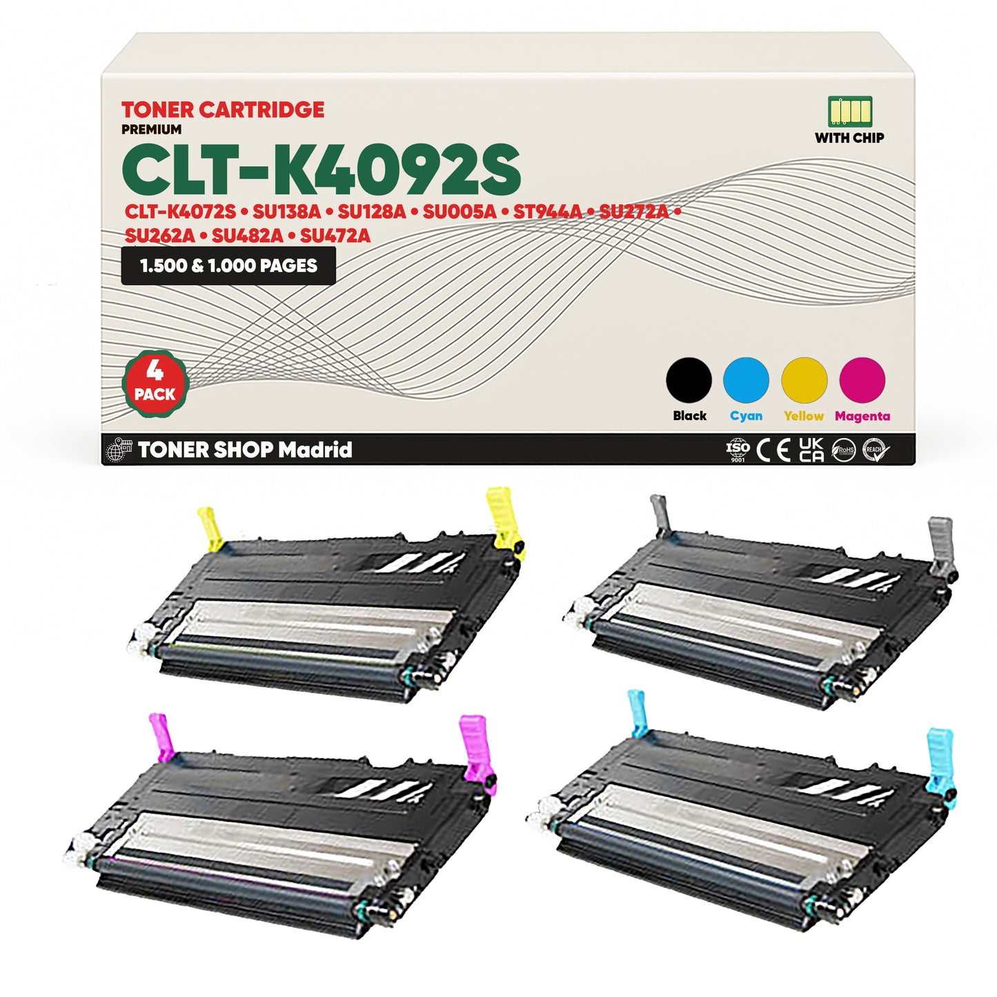 BDink Cartucho de Toner Compatible Samsung CLT-K4092S (Pack 4) CMYK