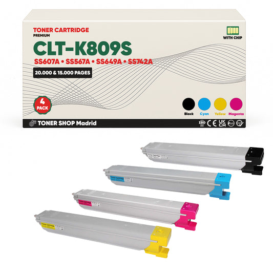 BDink Cartucho de Toner Compatible Samsung CLT-K809S (Pack 4) CMYK