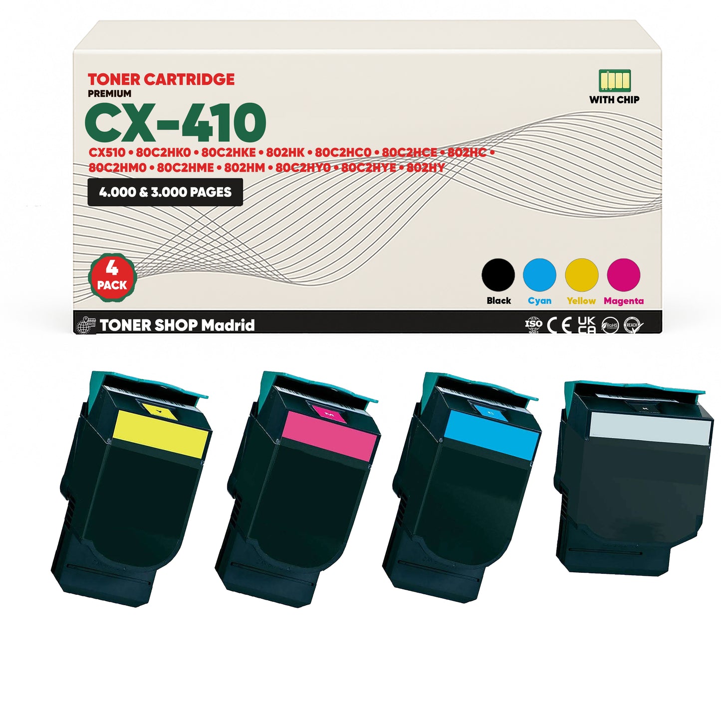BDink Tóner Compatible Lexmark CX410 (Pack 4 CMYK)
