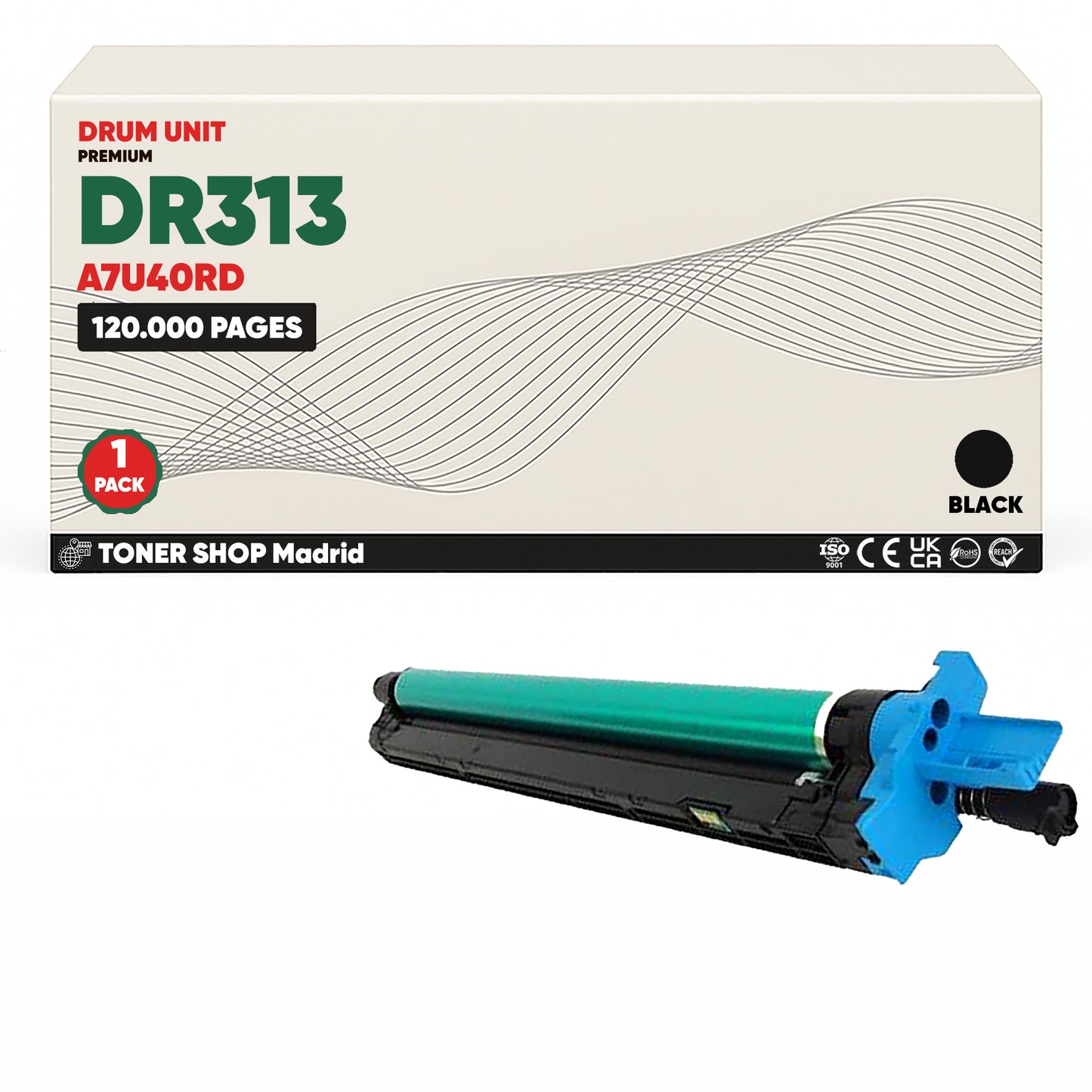 BDink Tambor de Imagen Compatible Konica Minolta DR313 / A7U40RD (Drum) Negro