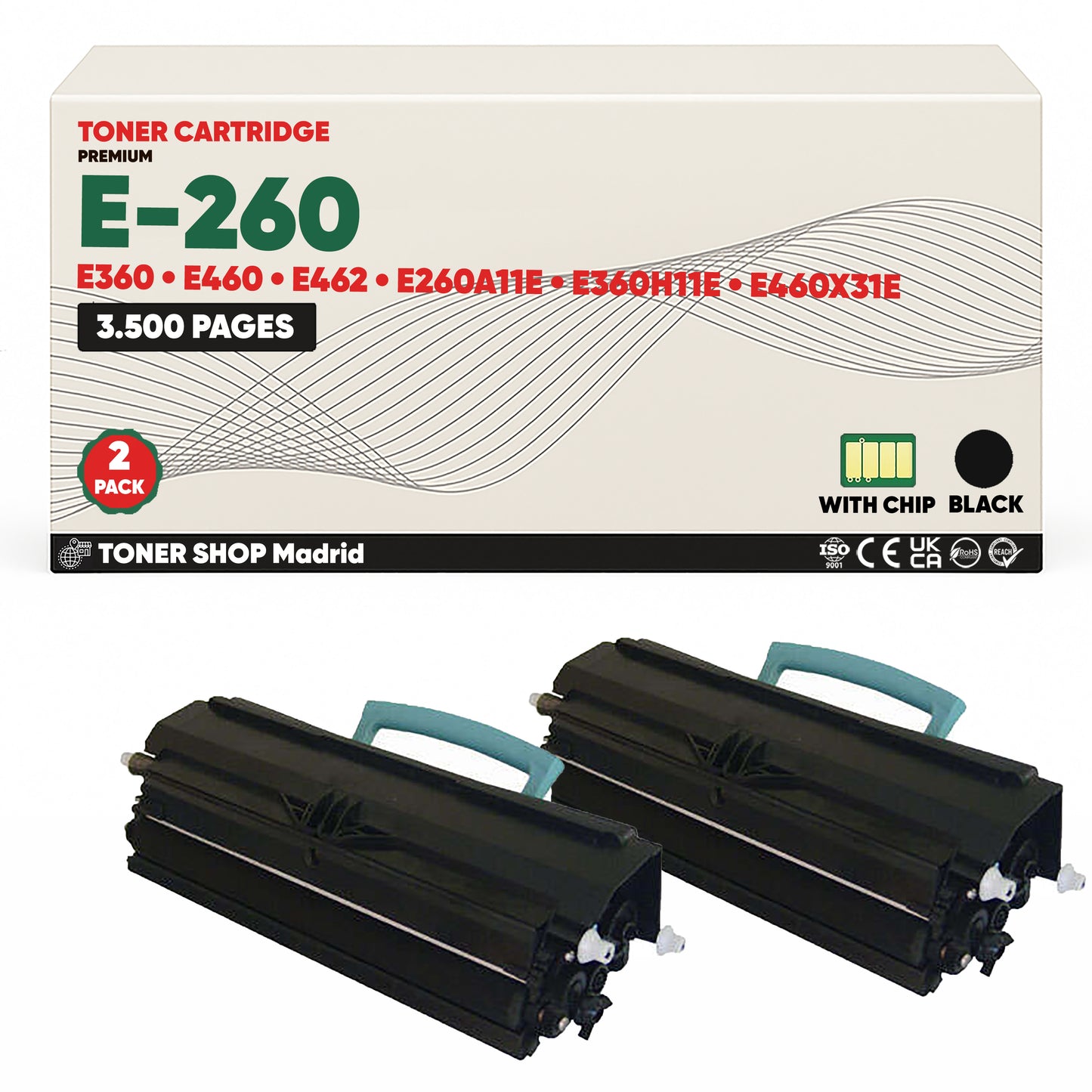 BDink Cartucho Tóner Compatible Lexmark E260/E360/E460/E462 Negro