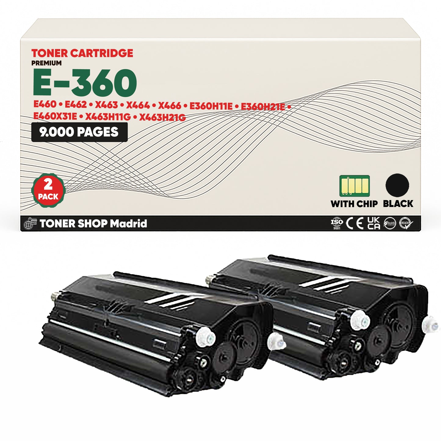 BDink Cartucho Tóner Compatible Lexmark E360/E460/E462 Negro
