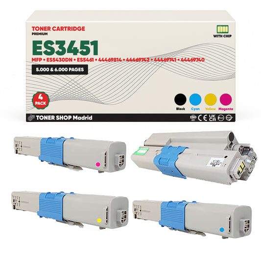 BDink Cartuchos Tóner Compatibles OKI Executive ES3451/ES5430/ES5461 CMYK (Pack 4)