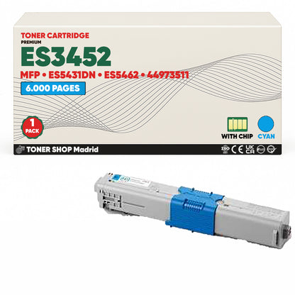 BDink Cartuchos Tóner Compatibles OKI Executive ES3452/ES5431/ES5462 CMYK (Pack 4)