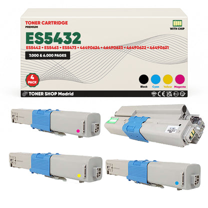 BDink Cartuchos Tóner Compatibles OKI Executive ES5432/ES5442/ES5463/ES5473 CMYK (Pack 4)