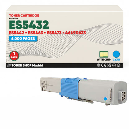 BDink Cartuchos Tóner Compatibles OKI Executive ES5432/ES5442/ES5463/ES5473 CMYK (Pack 4)