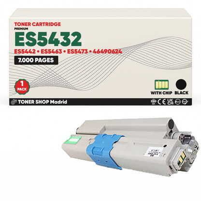 BDink Cartuchos Tóner Compatibles OKI Executive ES5432/ES5442/ES5463/ES5473 CMYK (Pack 4)