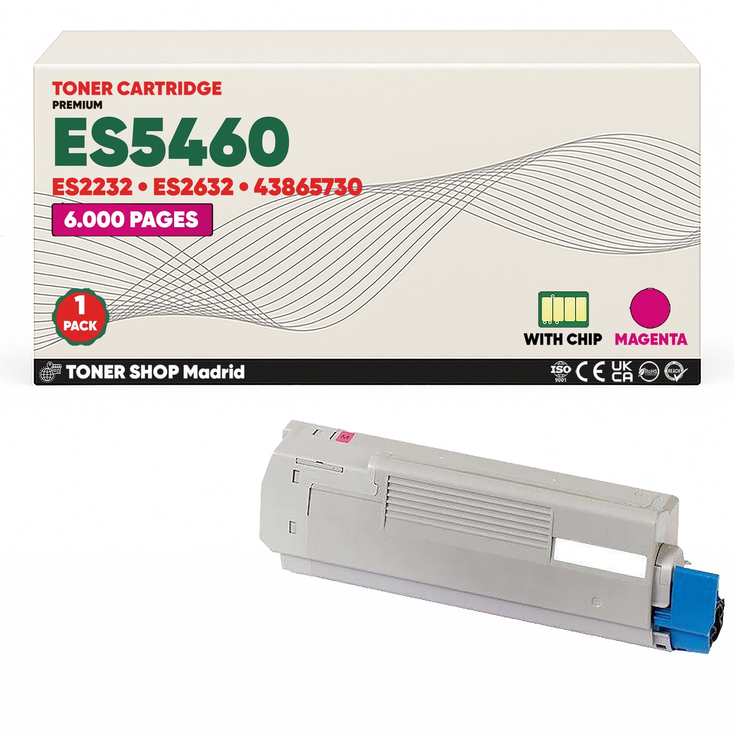 BDink Cartuchos Tóner Compatibles OKI Executive ES5460/ES2232/ES2632 CMYK (Pack 4)