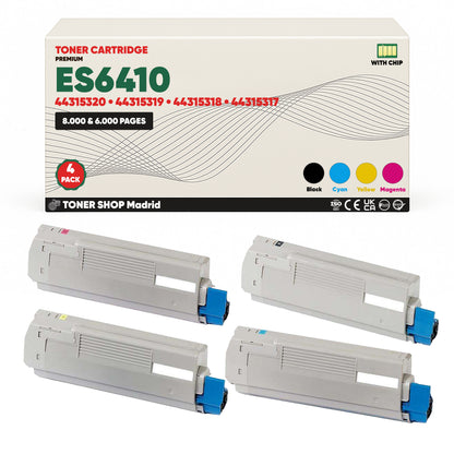 BDink Cartuchos Tóner Compatibles OKI Executive ES6410 CMYK (Pack 4)
