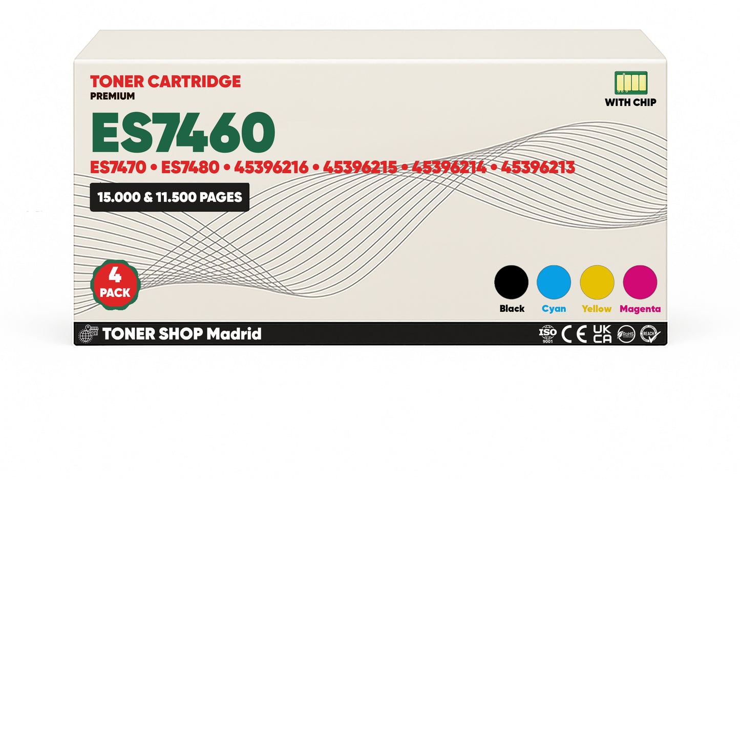BDink Cartuchos Tóner Compatibles OKI Executive ES7460/ES7470/ES7480 CMYK (Pack 4)