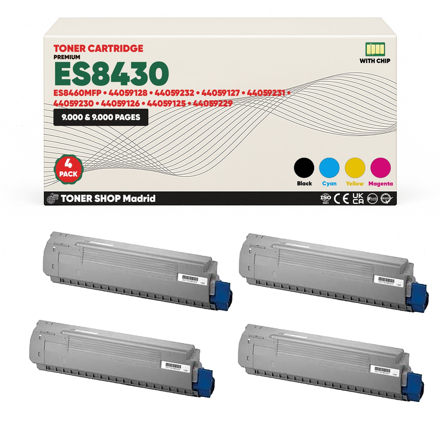 BDink Cartuchos Tóner Compatibles OKI Executive ES8430/ES8460MFP CMYK (Pack 4)