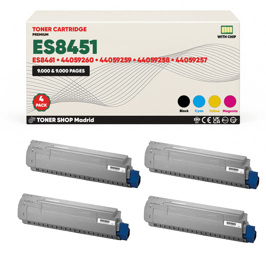 BDink Cartuchos Tóner Compatibles OKI Executive ES8451/ES8461 CMYK (Pack 4)